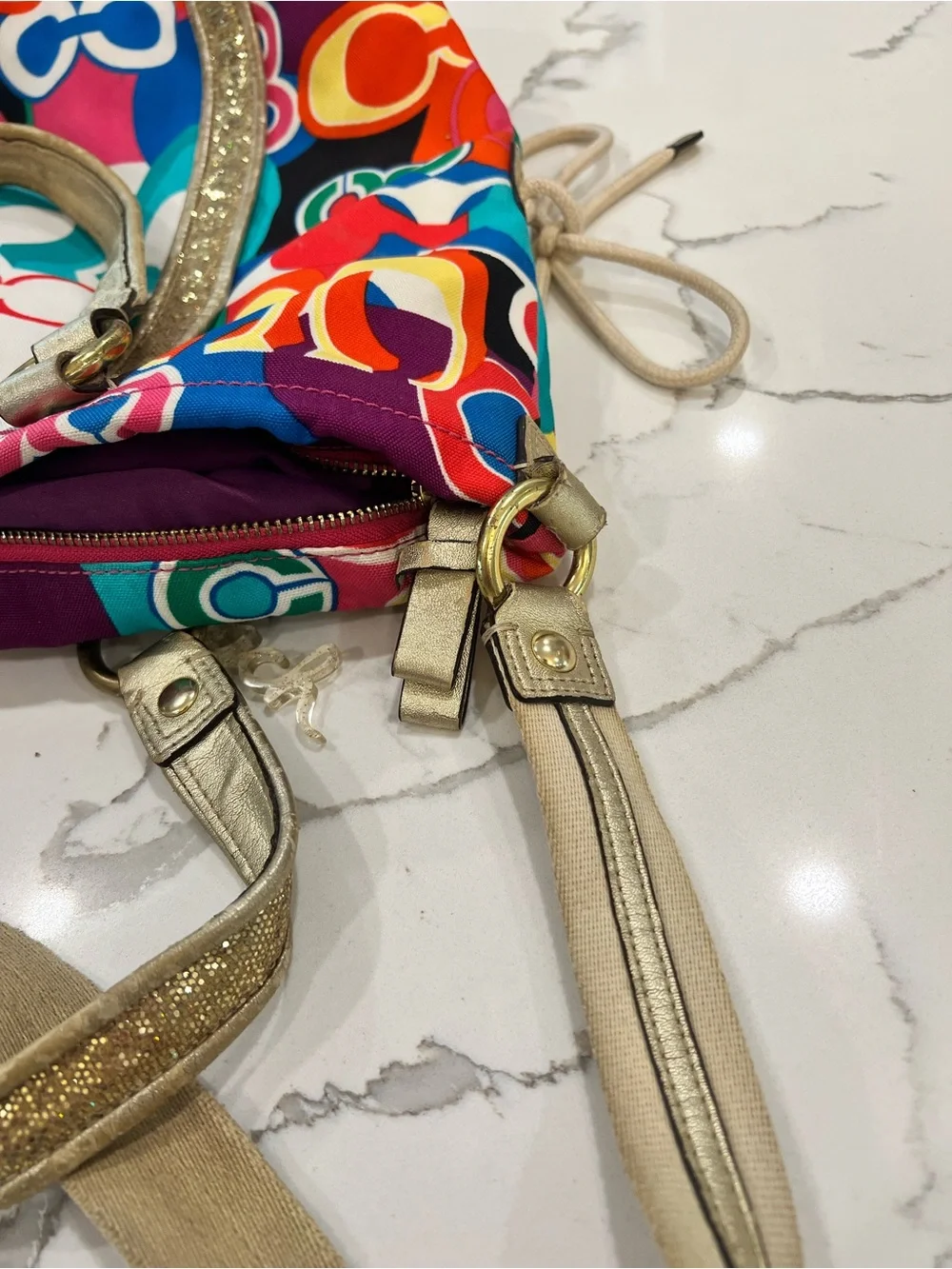 Coach Rare Poppy Pop C Glam Spotlight Colorful Signature Shoulder Handbag Tote